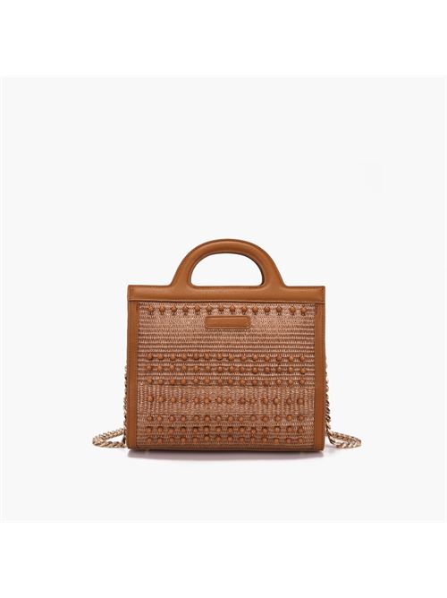 malibu med. shopper raffia+synt LA CARRIE | 141M-HM-581-RAECUOIO